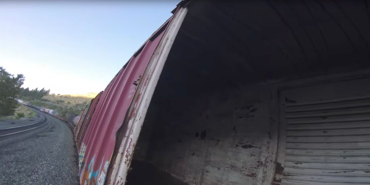 Flight of the Year - video shows drone flying inside, under and on top of a moving train