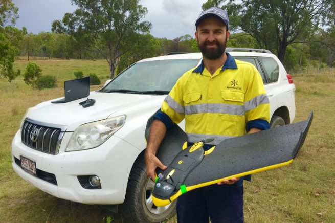 Nick Baranov holds a drone camouflaged with ‘eagle-eyes.’ Photo: Australian UAV