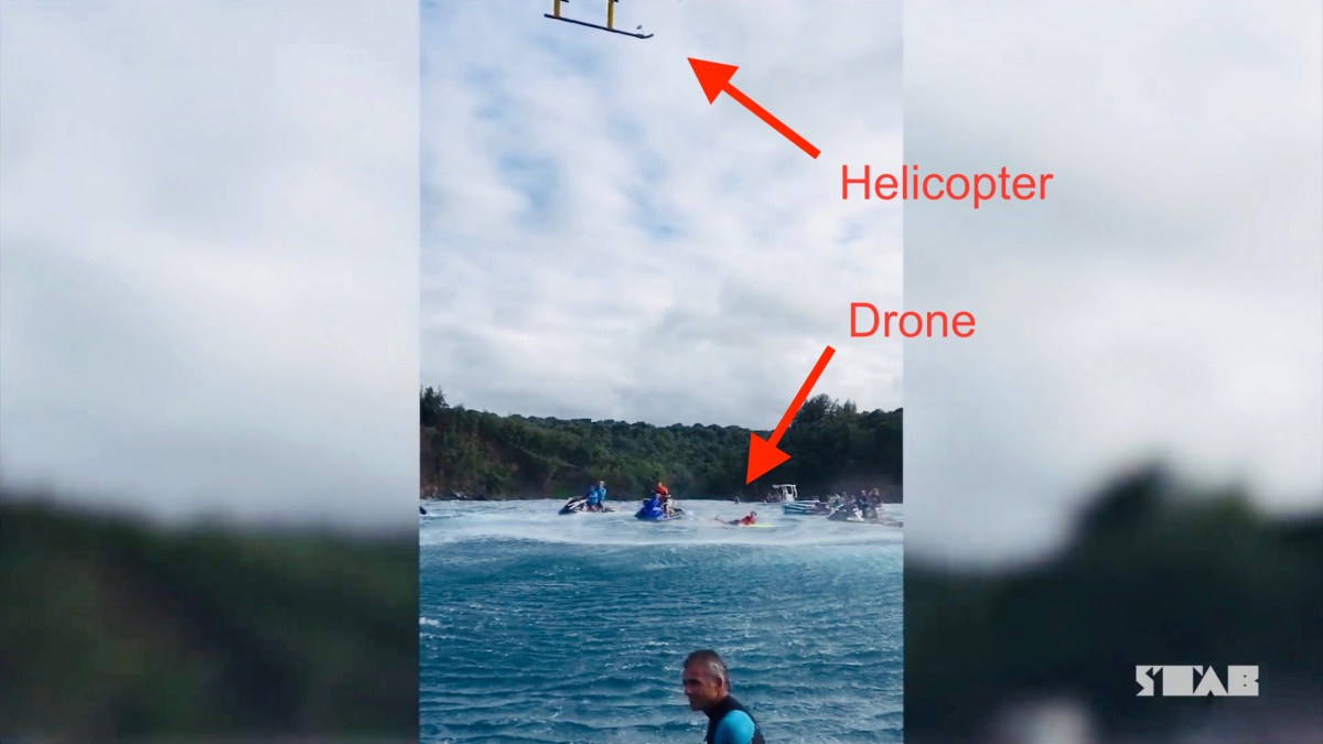 Helicopter blows unauthorized drone out of the sky at Jaws surf event [video]
