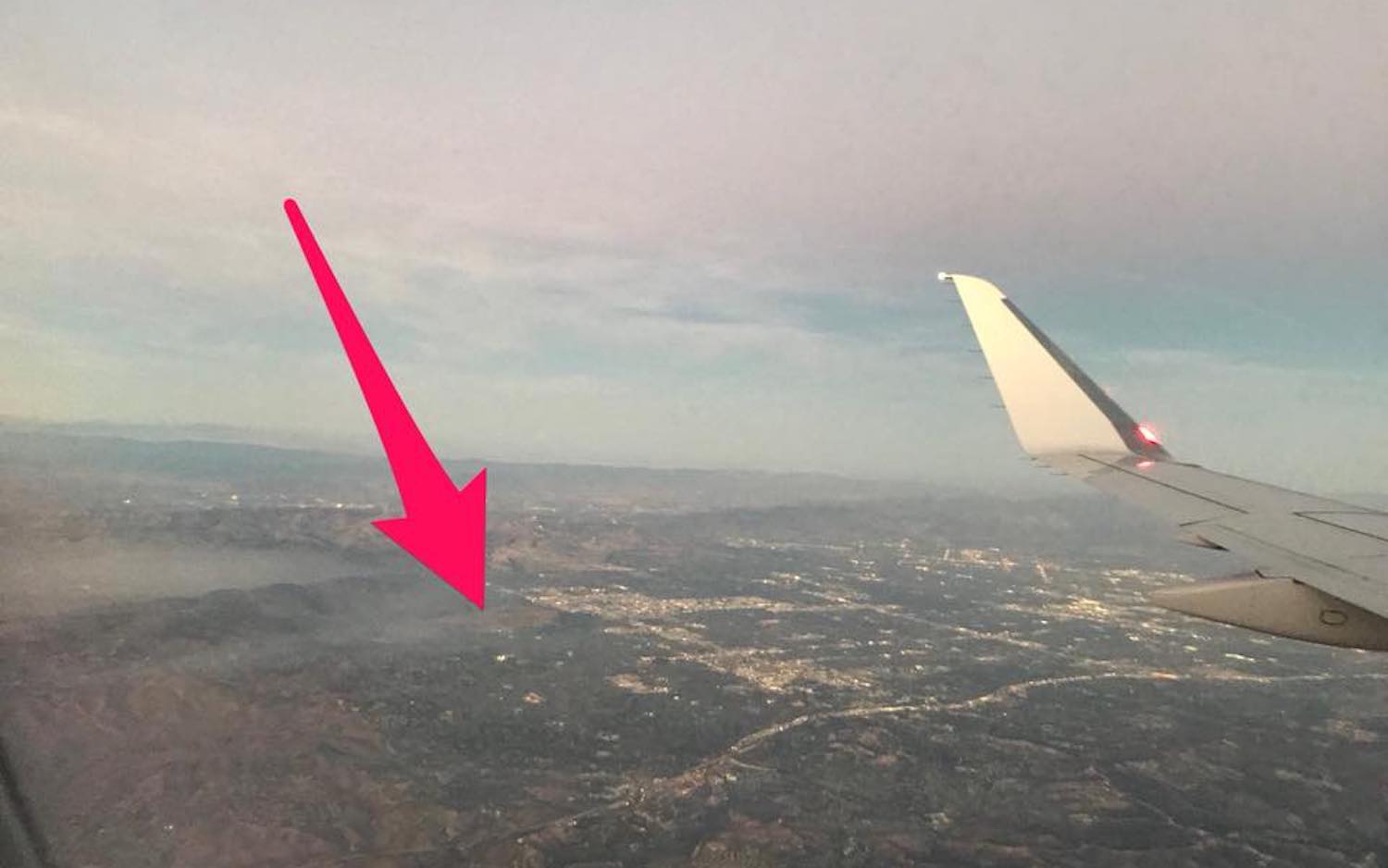DJI drone spotted from airplane while landing in LA