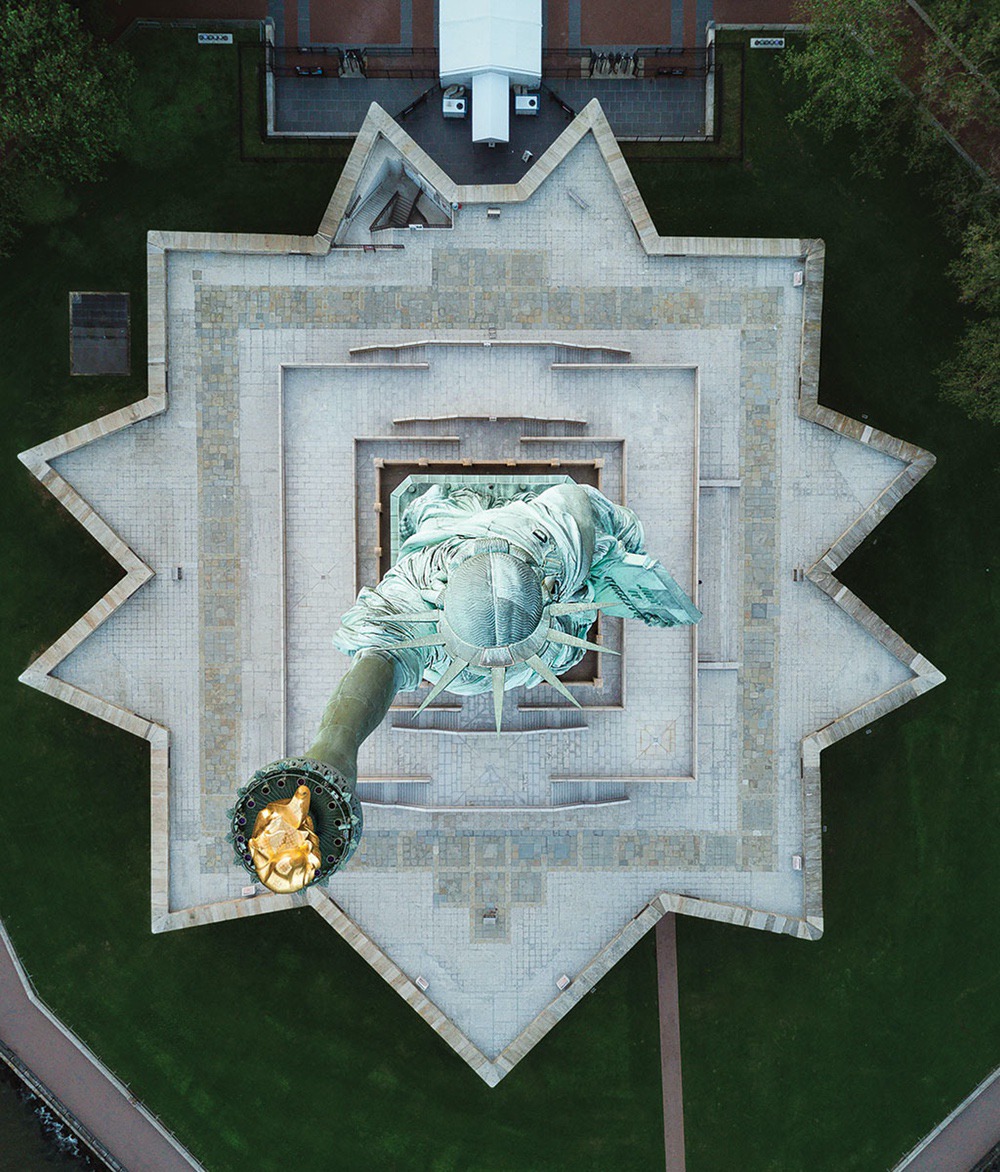 Statue of Liberty - Amazing drone photos of New York City looking straight down 0006