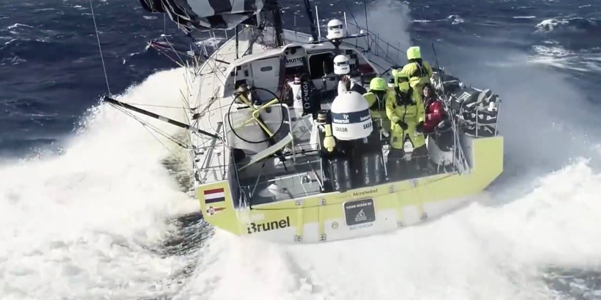 Watch Team Bunel fly and catch a drone from a Volvo Ocean Race yacht [video]
