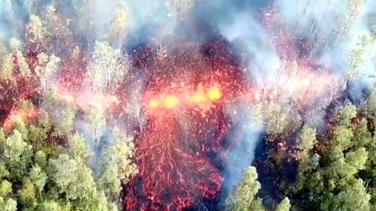 Hawaii volcano eruption: drone video shows Mount Kilauea spewing lava