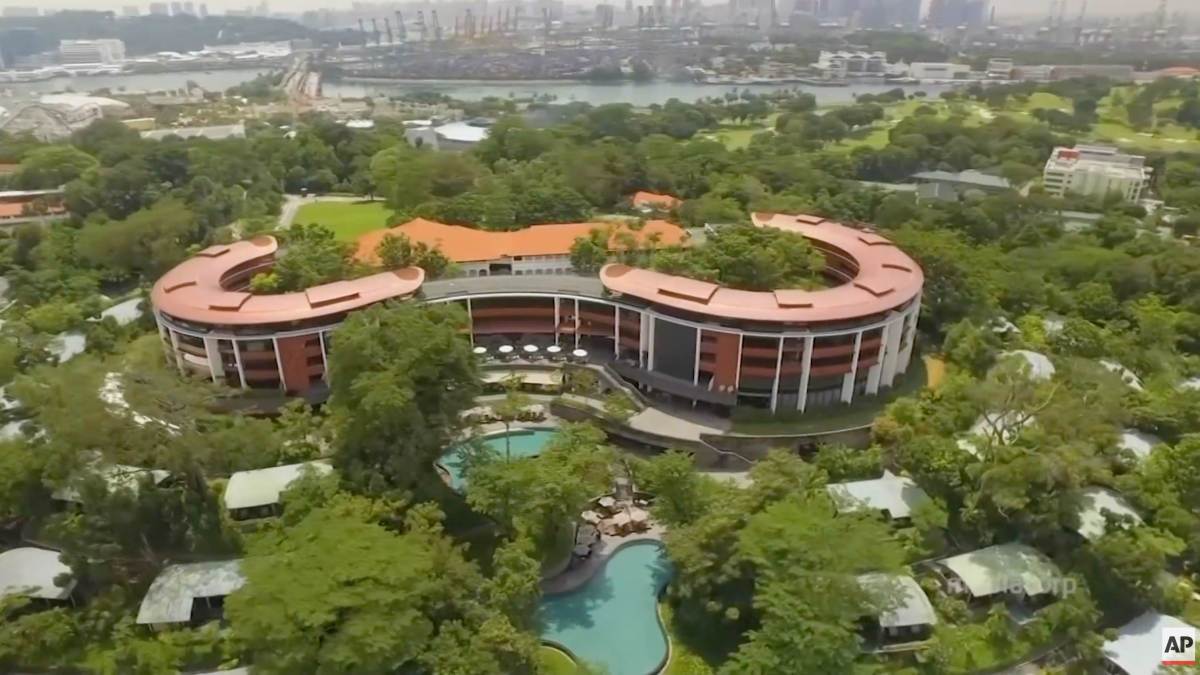 Drone video shows venue of Trump-Kim Singapore summit at the Capella Resort on Sentosa Island