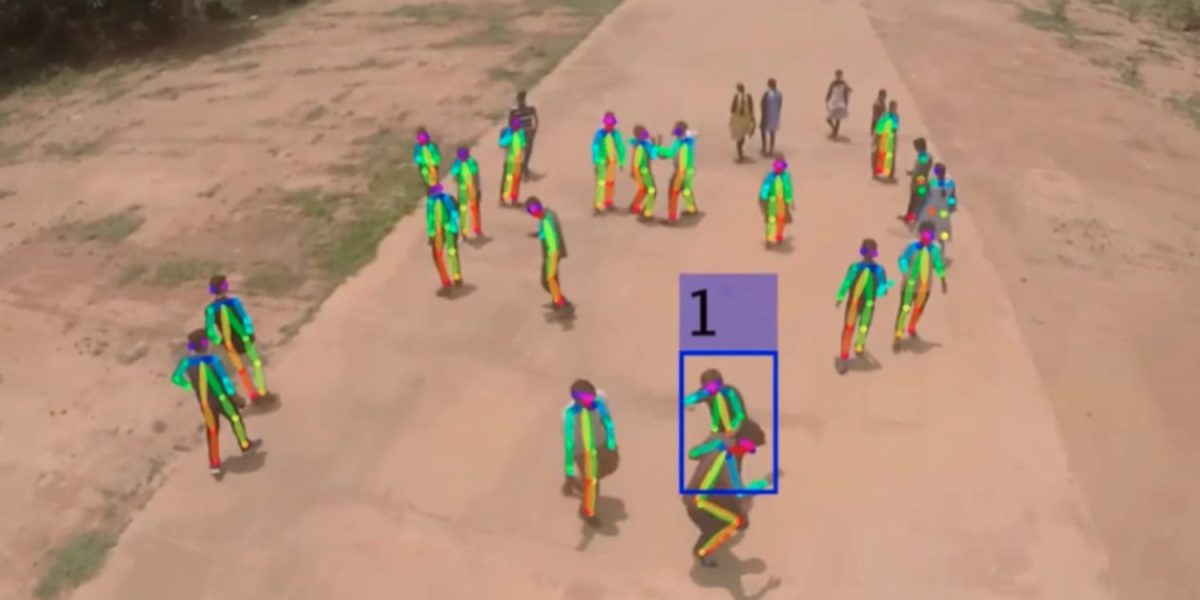 Using a drone and AI to spot fighting people in a crowd