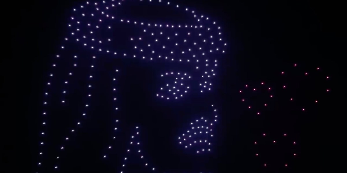 Drone show lights up the sky during the Qatar National Day 2018
