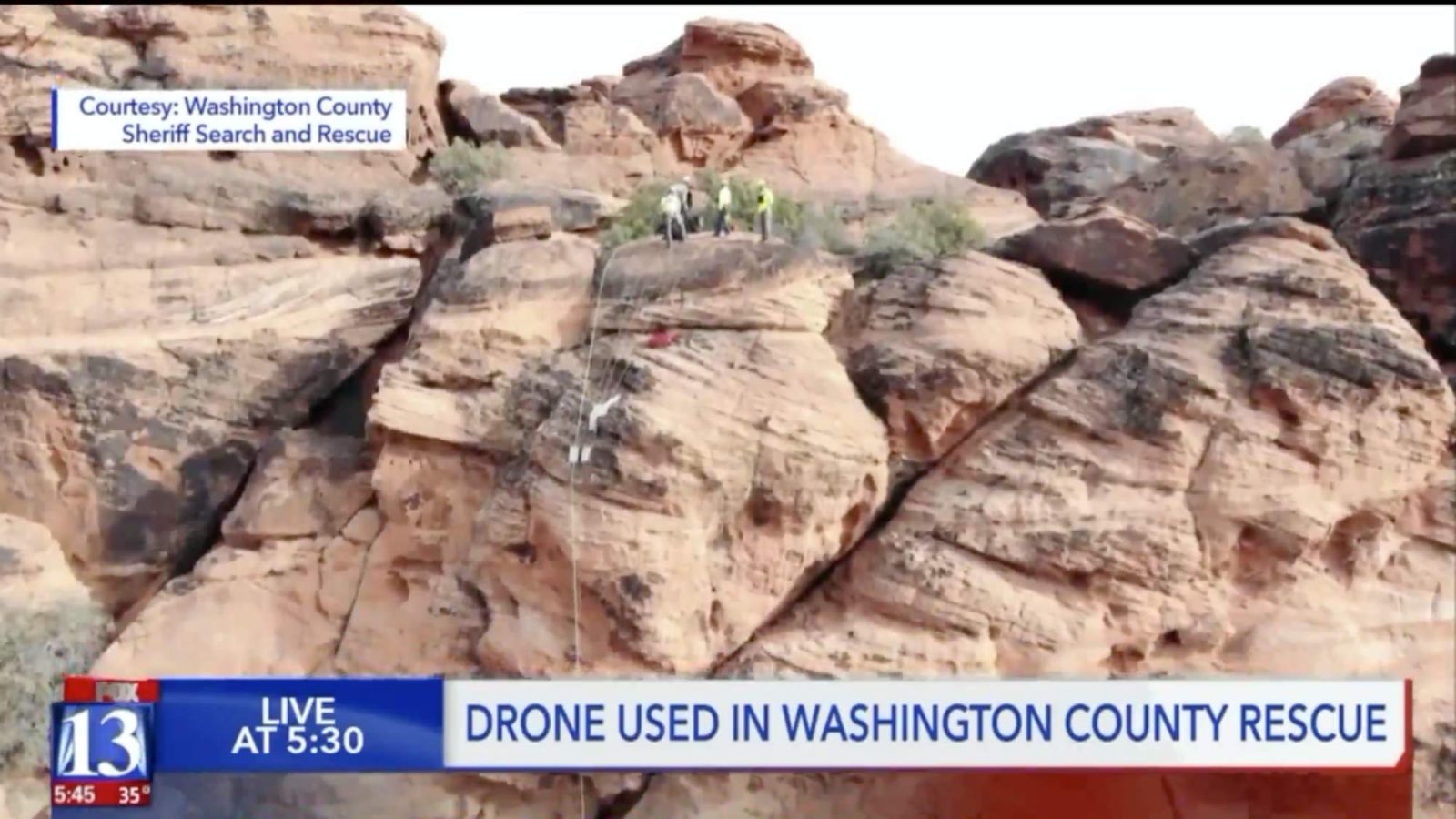 Drone helps hurt hiker rappel 400 ft during rescue Snow Canyon State Park