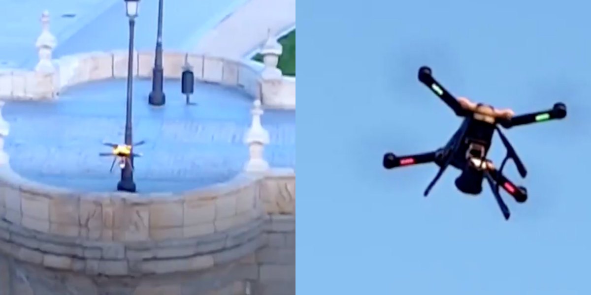 Spanish police uses drones to warn people to not break quarantine