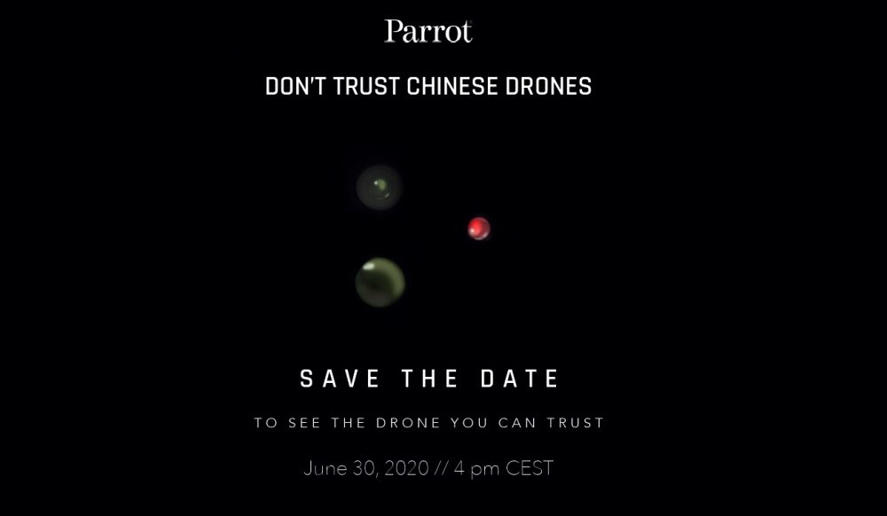 Parrot advertisement taking aim at Chinese drones