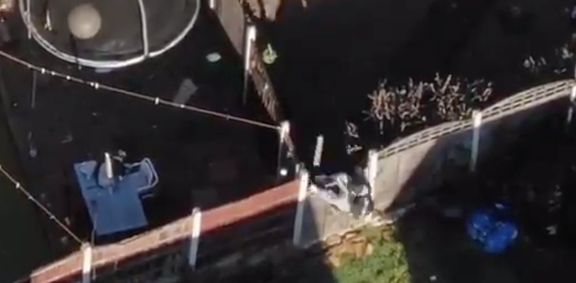 Police drone catches suspect on the run