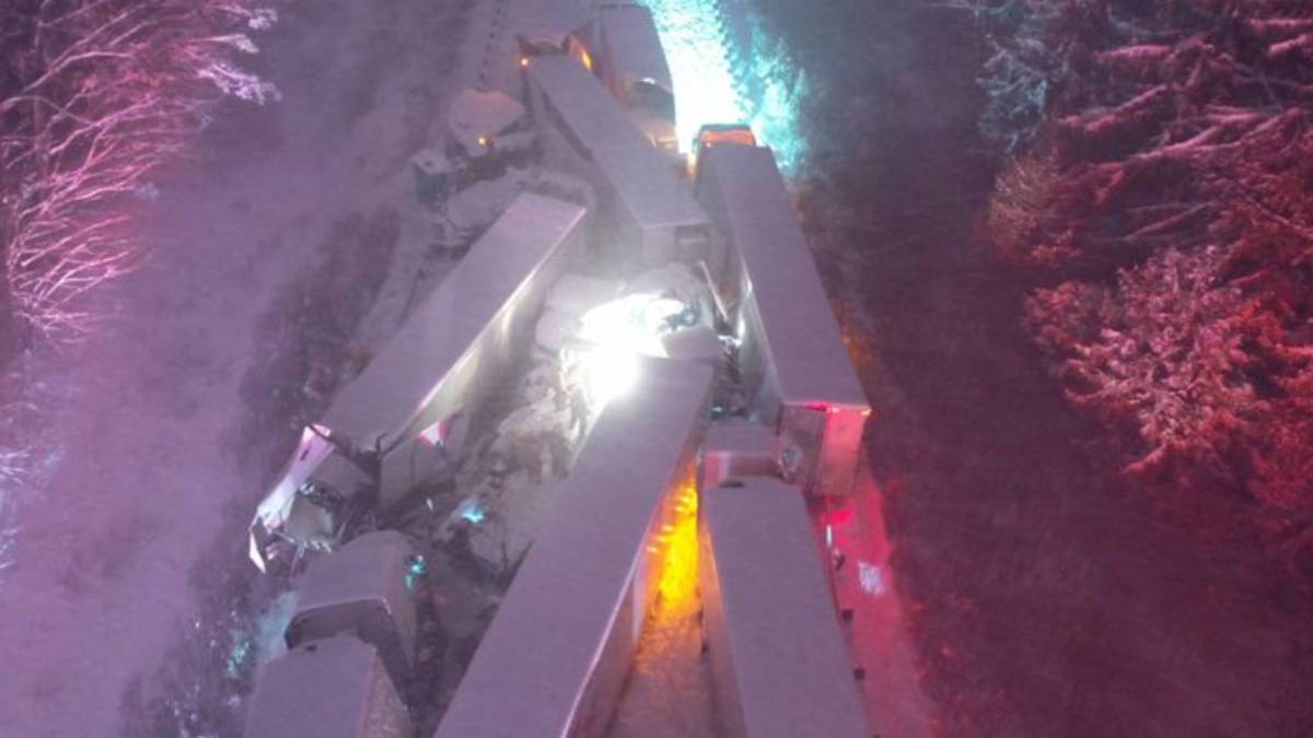 Drone photos 55 truck snowstorm