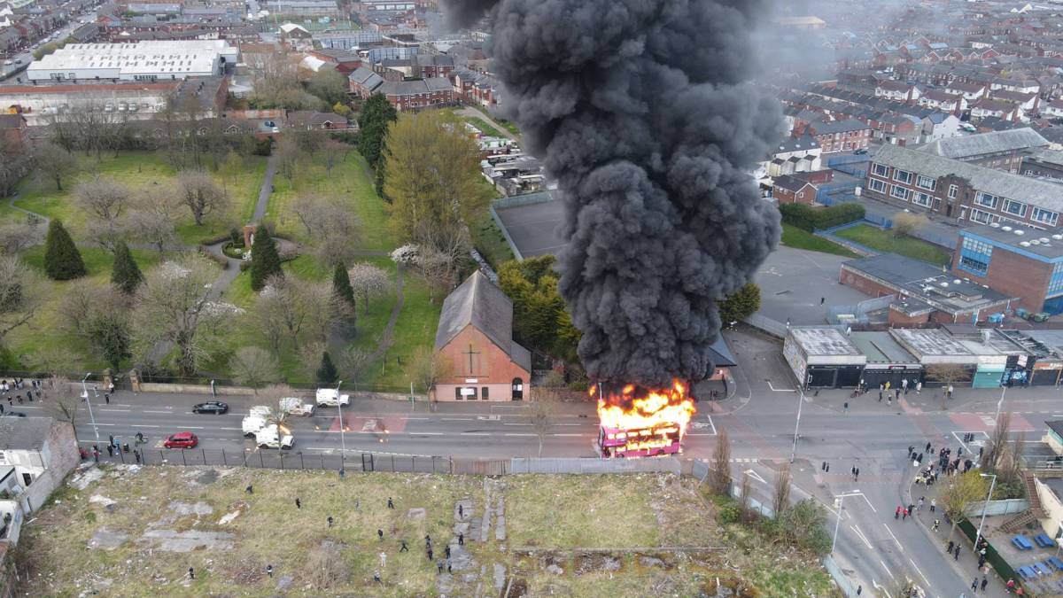 Drone footage Belfast riot