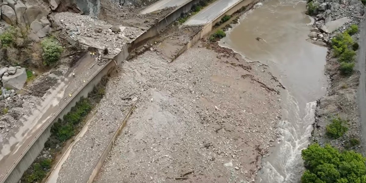 drone video mudslide