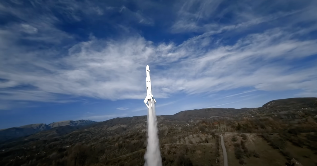 Drone captures races steam rocket.