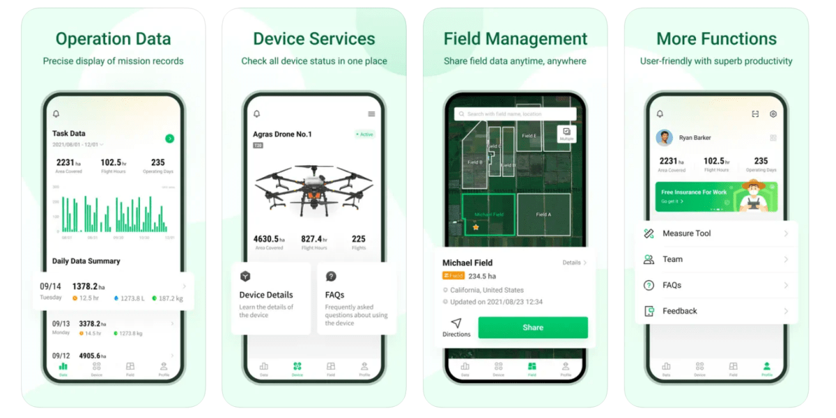 dji smartfarm agras drone mobile app