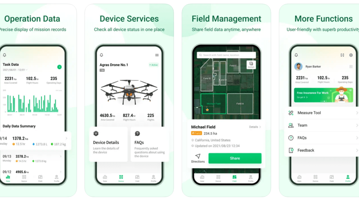 dji smartfarm agras drone mobile app