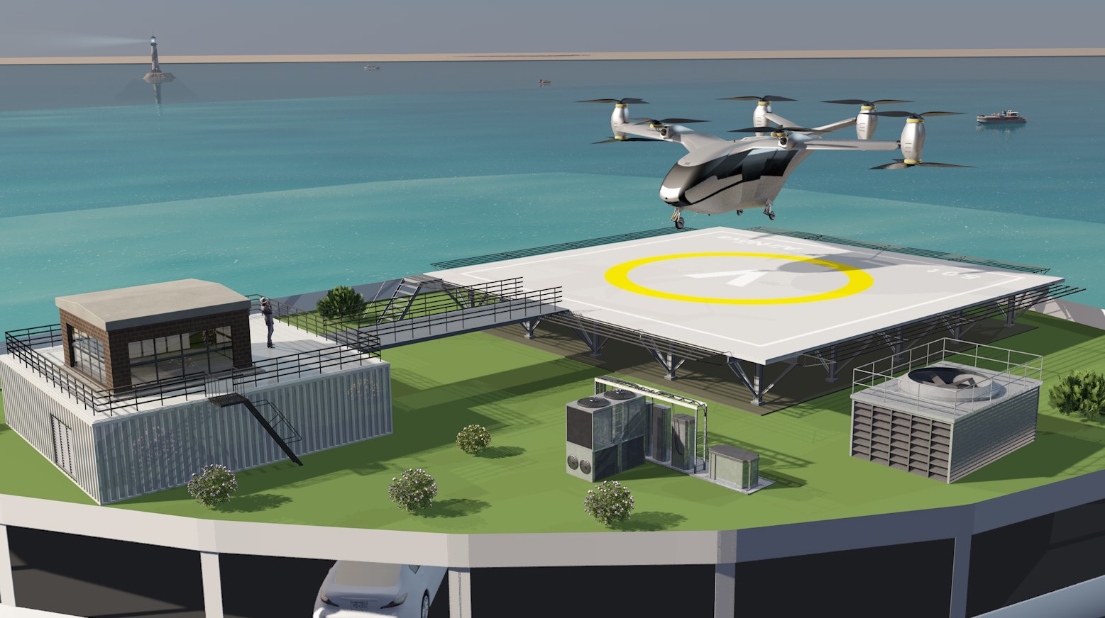 The small French AirNova startup has ambitious plans for lifting the nation’s ground transportation into the skies with emerging electric takeoff and landing vehicles (eVTOL), and is currently looking to raise funds for its project to build a network of multipurpose vertiports across France. The Bordeaux-based company is focused on achievable goals it believes will help it work toward its broader, nation-spanning ambitions. To that end, in October AirNova announced its campaign to raise $3.2 million for business development – a seemingly modest sum in a wider eVTOL sector attracting billions in investment at a time, but sufficient for the startup to rev up its vertiport plans. Those involve building a series of elevated aerial facilities based on its patented design, and make those available to a variety of operators, including air taxis, cargo transport, last mile delivery drones, and craft used by medical and emergency services. Read: First crewed eVTOL air taxi test flight at Rome AAM vertiport debut Several established and considerably larger groups are already at work creating that kind of infrastructure, including Skyports, Volocopter’s ground services unit, and even the Urban Blue company backed by a collective of airport operators in Italy and southern France. But AirNova CEO Laurent Mathionlon believes the particular experience of his small team, and their intimate knowledge of French urban, social, and business workings give them the assets to punch far above their weight – and carve out a solid foothold in emerging air transport services. AirNova is currently doing studies on about 10 vertiport test sites, and is developing its proprietary design concept to fully meet the needs of eVTOL manufacturers the company consults with. The model is based on an elevated structure whose lower floors will be used for travel functions – reception, check-in, waiting areas, etc. – and whose roof is outfitted with two landing pads and a pair of recharging and maintenance spots. While that may not be radically different from the approach other vertiport companies are taking in developing eVTOL infrastructure, AirNova is already thinking well beyond individual or single-city strategies, and envisioning a nation-wide network built from region-conntecting installations. In addition to inner-urban goods and passenger transport covering distances of 10 to 30 km, AirNova vertiports aim to create links between more remote cities and regions with eVTOL flights of 50 to 300 km. As often the case with similar projects, AirNova terminals will serve as hubs to nearby ground transport including buses, subways, and commuter trains. “Our objective is to propose new use values through innovative development… for the benefit of our customers who will operate on-site,” explains Mathiolon, a veteran in French real estate management who in recent years has been specializing in eVTOL opportunities in the field. “For over three years I’ve been working on a new form of air mobility, using our patented AirNova design to develop vertiport infrastructure in France, then in Europe, for drone transport of both goods and people.” Will it work with so many larger competitors already in full stride? AirNova believes so, and continues recruiting business angels, institutional investors, and even eVTOL craft makers like Airbus, with which it consults in developing its vertiport project. Read: UAM partnership to promote Airbus eVTOL air taxis in Italy Meanwhile, opportunities remain fairly promising for forward-thinking companies in France, where infrastructure construction for next-generation aircraft isn’t exactly ahead of the curve, despite the nation expected to host the world’s first air taxi services during the Paris 2024 Olympics. AirNova eVTOL vertiports