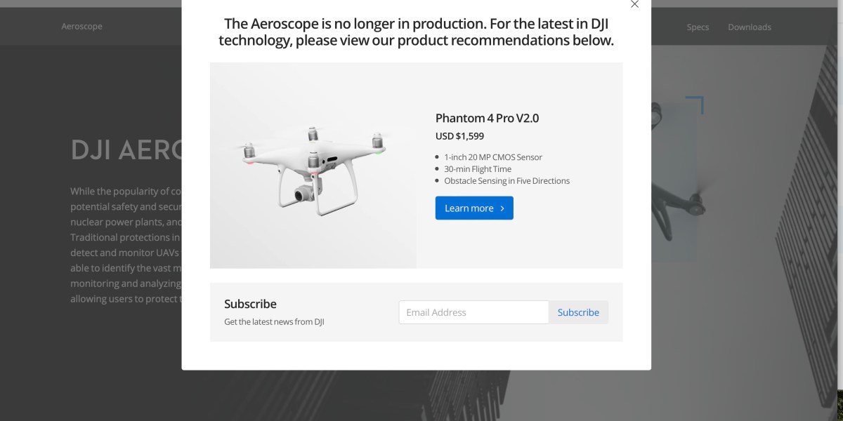 DJI drone AeroScope