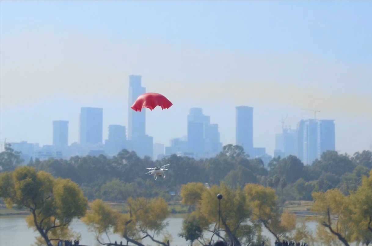 ParaZero drone safety parachute geocaging