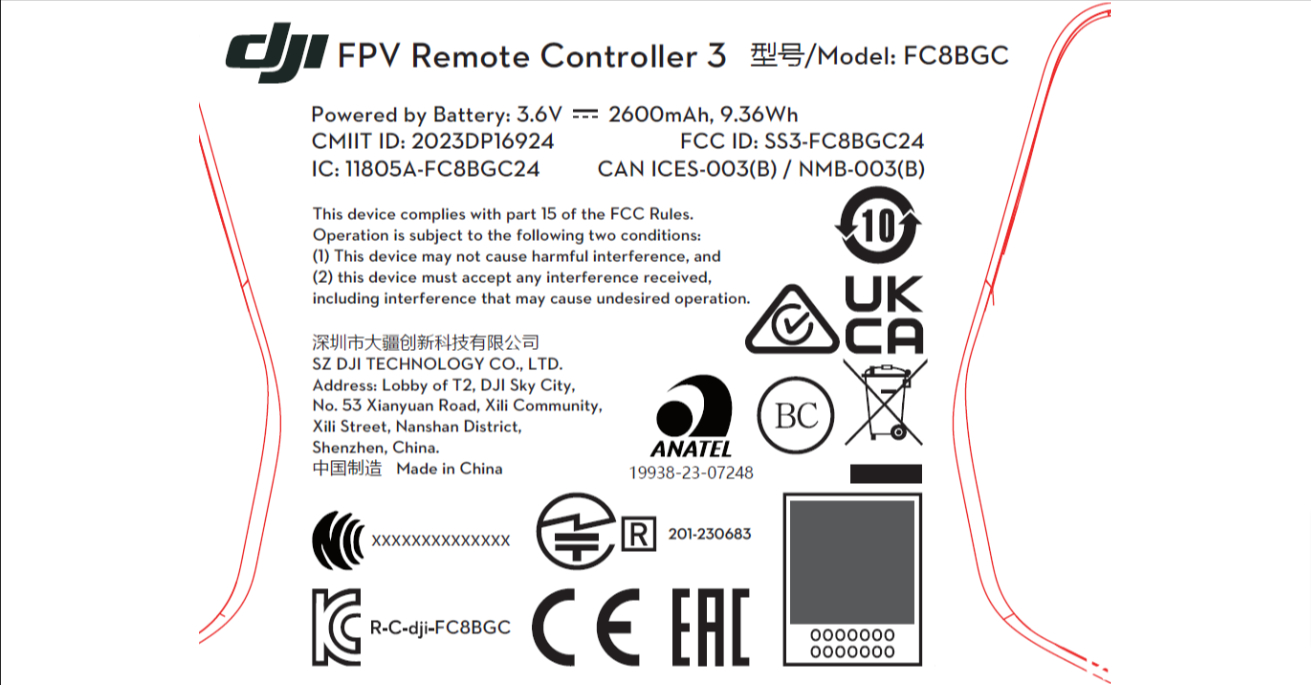 DJI FPV Remote Controller 3, RC Motion 3 hit the FCC database