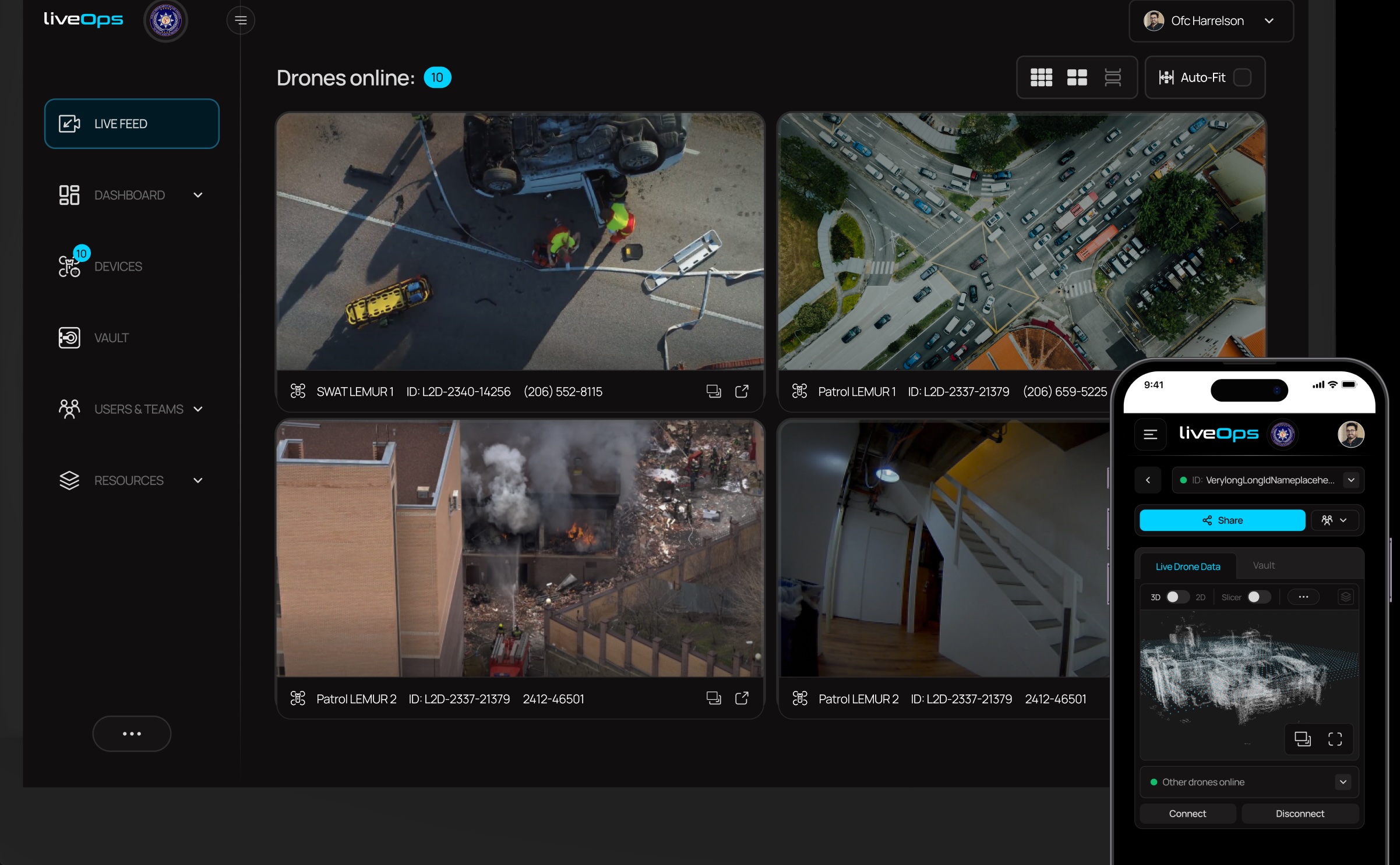 BRINC’s LiveOps platform unifies complete drone data feeds for police crisis response users